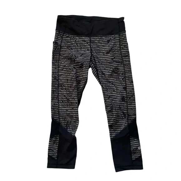 Lululemon Pace Rival Crop *Full-On Luxtreme Stripe Play Slate Black / Black - Picture 10 of 13